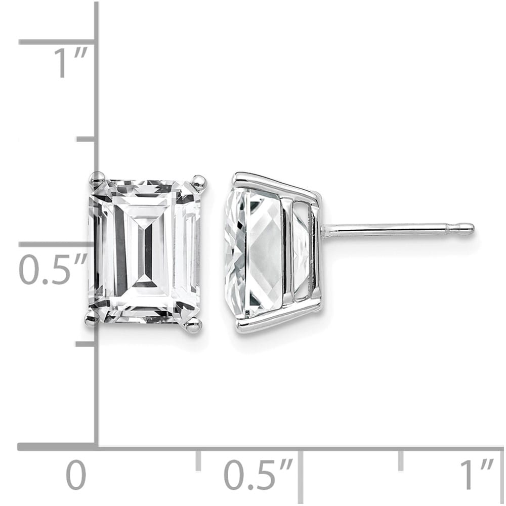 14K White Gold 9x7mm Emerald-Cut Cubic Zirconia Post Earrings, view 4 of 4