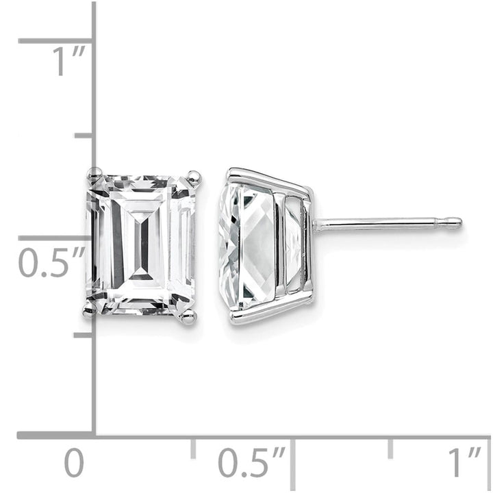 14K White Gold 9x7mm Emerald-Cut Cubic Zirconia Post Earrings, view 4 of 4