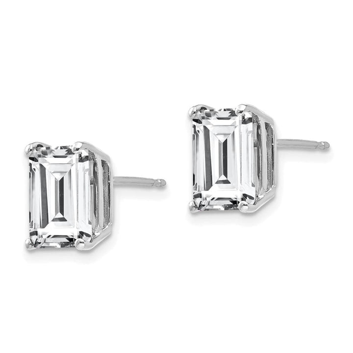 14K White Gold 9x7mm Emerald-Cut Cubic Zirconia Post Earrings, view 2 of 4
