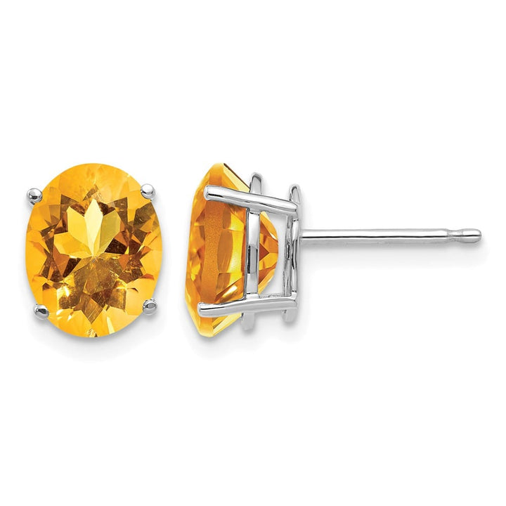 14K White Gold 9x7mm Oval Citrine Post Earrings, view 1 of 4