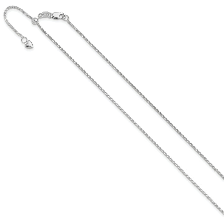 14K White Gold Adjustable 1mm Quadra Wheat Chain 22 Inch
