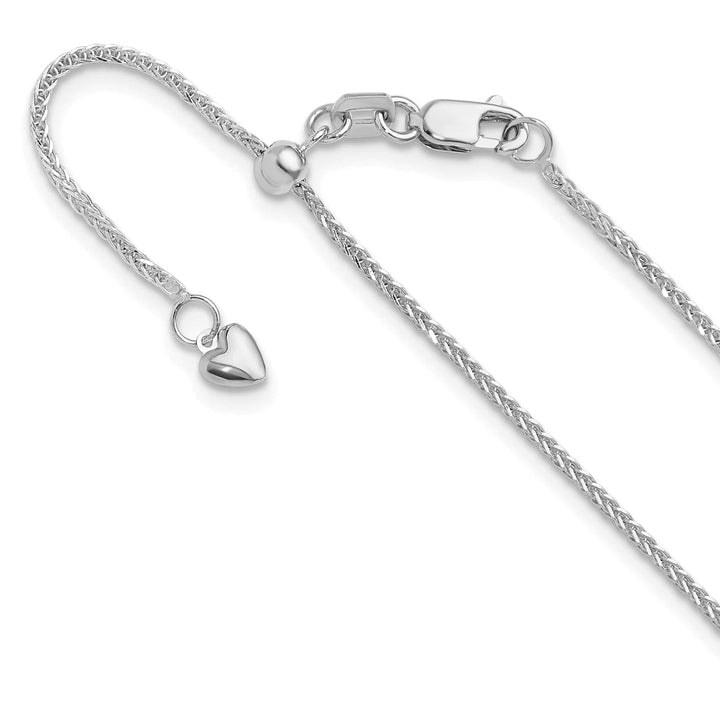 14K White Gold Adjustable 1mm Quadra Wheat Chain 22 Inch