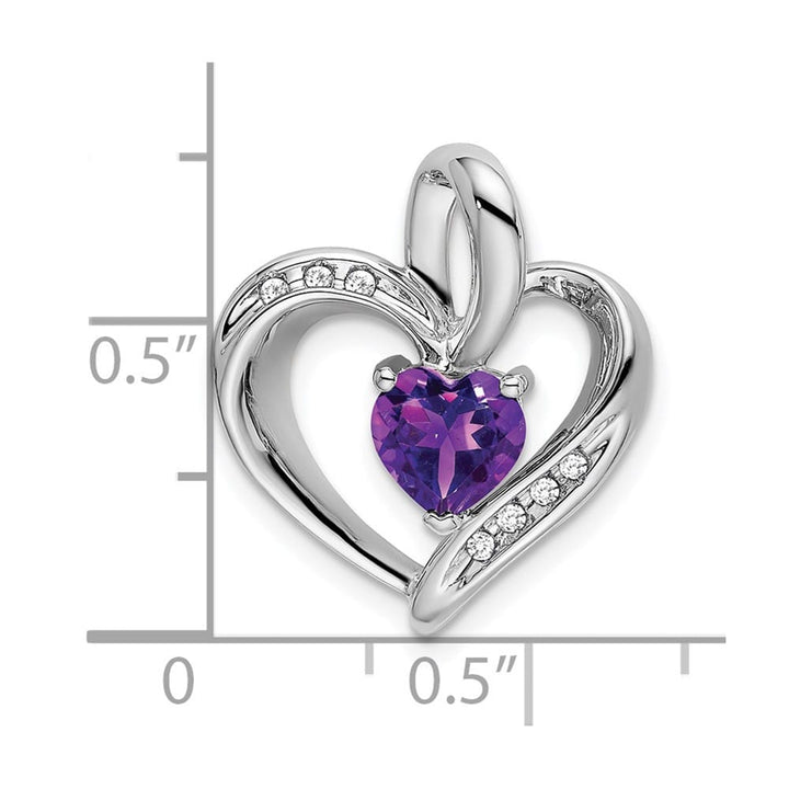 14K White Gold Amethyst and Diamond Heart Pendant (20.1 mm)