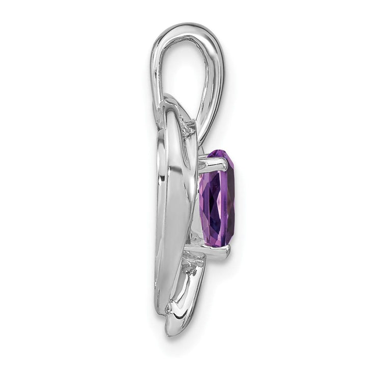 14K White Gold Amethyst and Diamond Heart Pendant (20.1 mm)