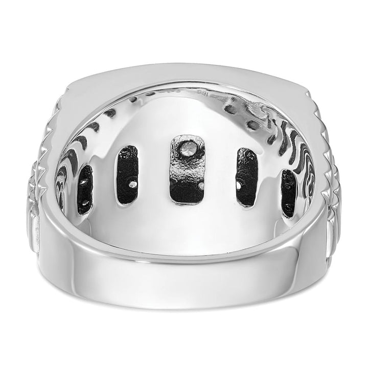 14k White Gold Black and White Diamond Cluster Men's Ring