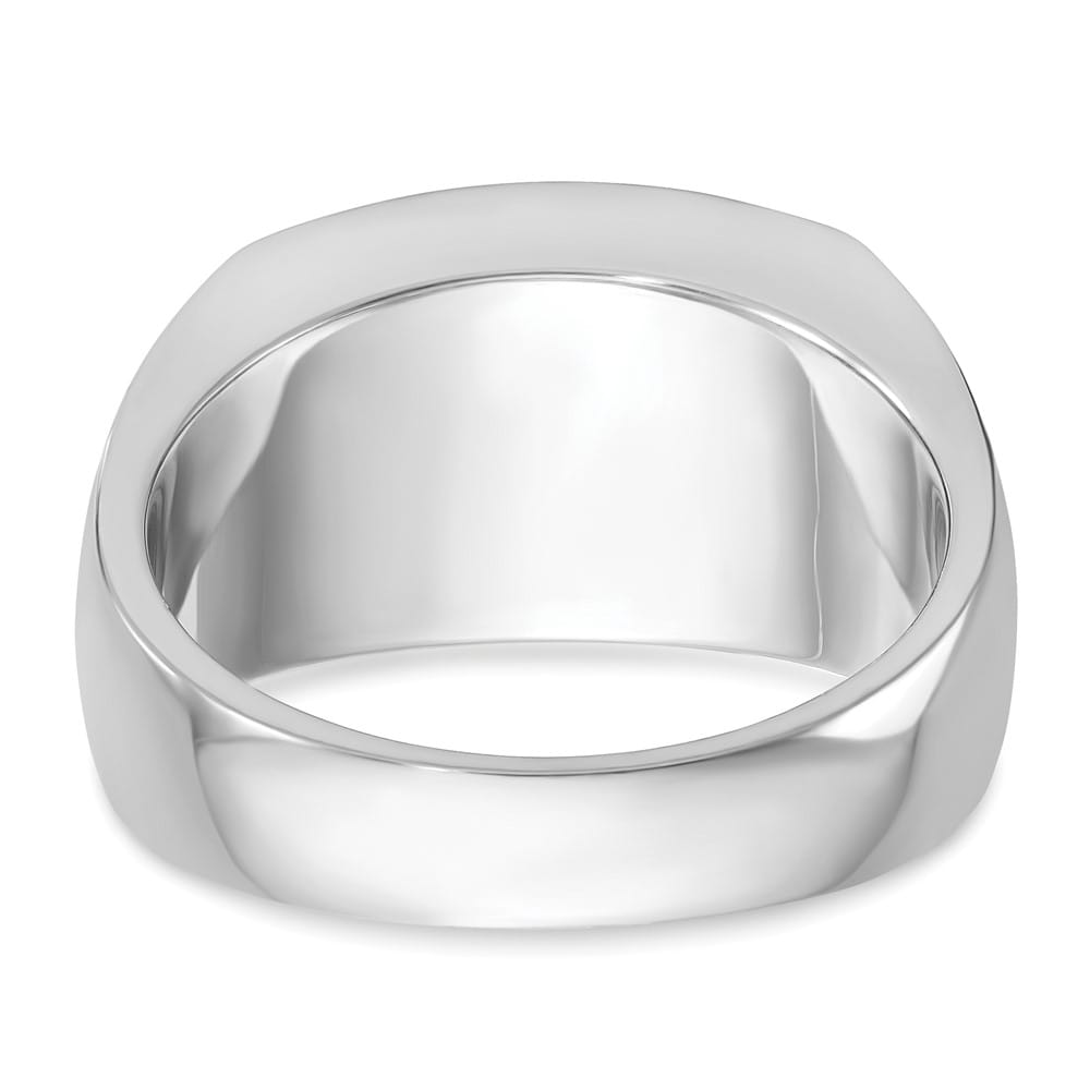 14k White Gold Black and White Diamond Rectangular Cluster Men's Ring