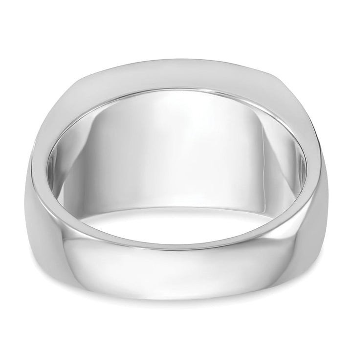 14k White Gold Black and White Diamond Rectangular Cluster Men's Ring