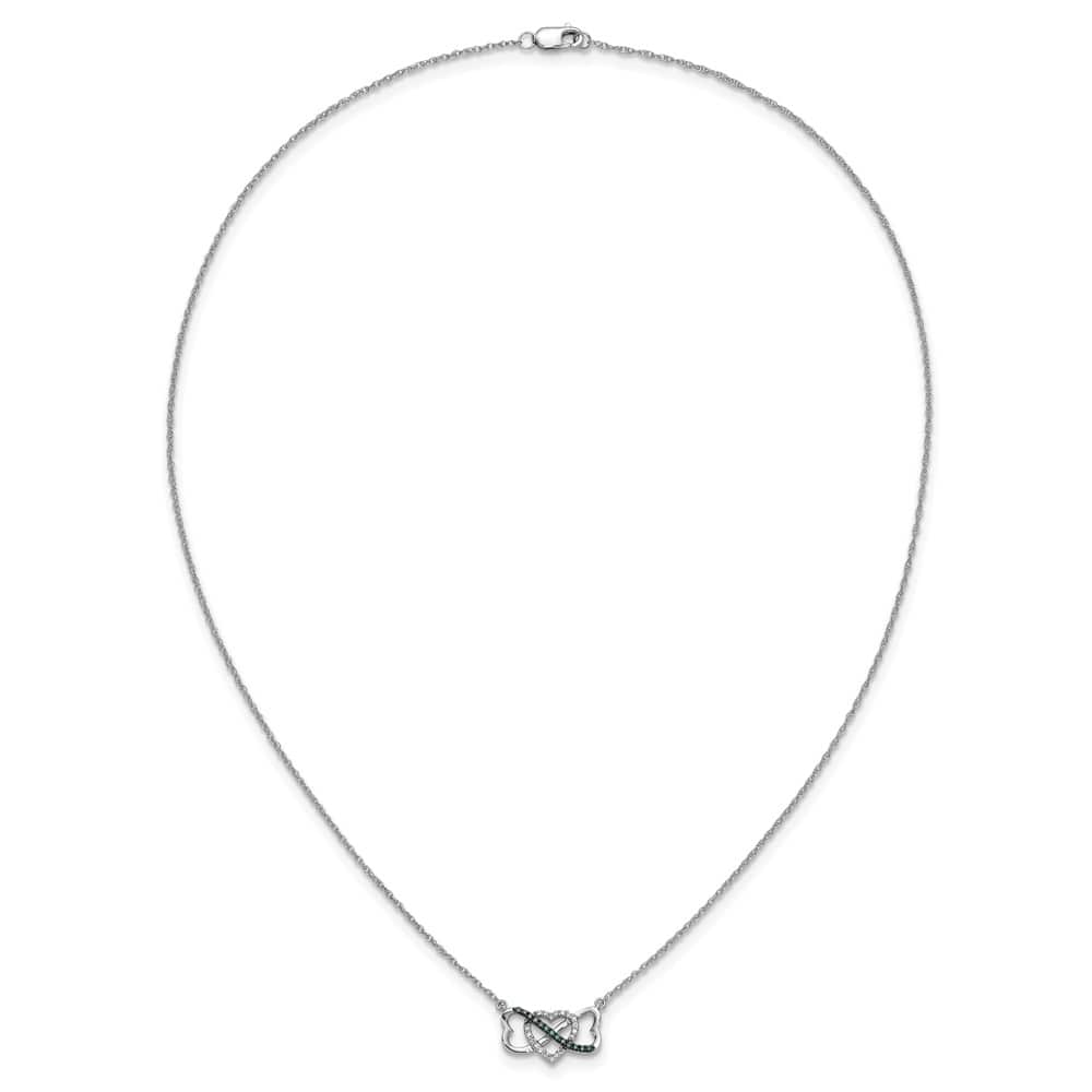 14K White Gold Blue and White Diamond Heart Infinity 18 inch Necklace