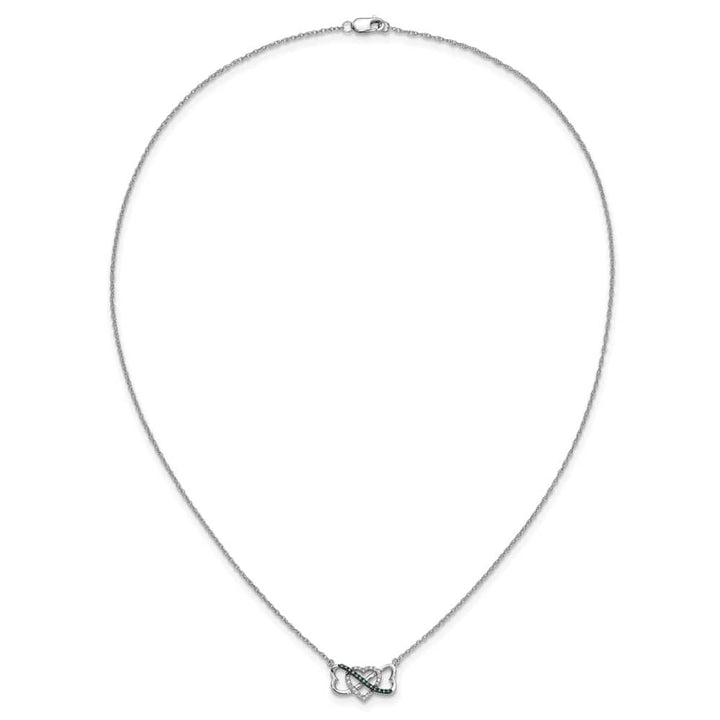 14K White Gold Blue and White Diamond Heart Infinity 18 inch Necklace
