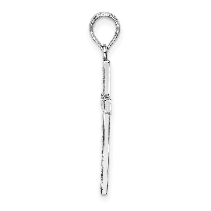 Lovely Rita's 14K White Gold Classic Beaded Block Design Latin Cross Pendant