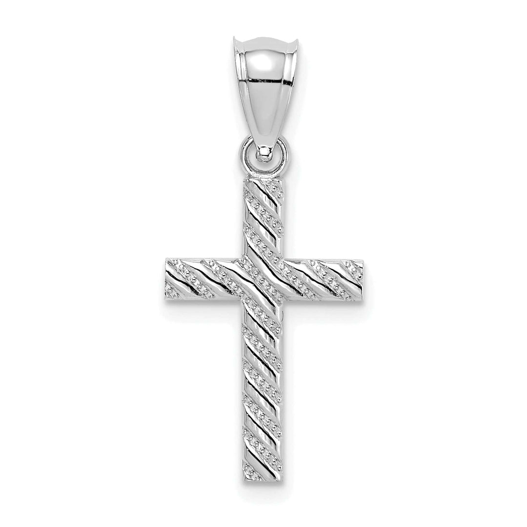 Lovely Rita's 14K White Gold Classic Beaded Polished Religious Latin Cross Pendant