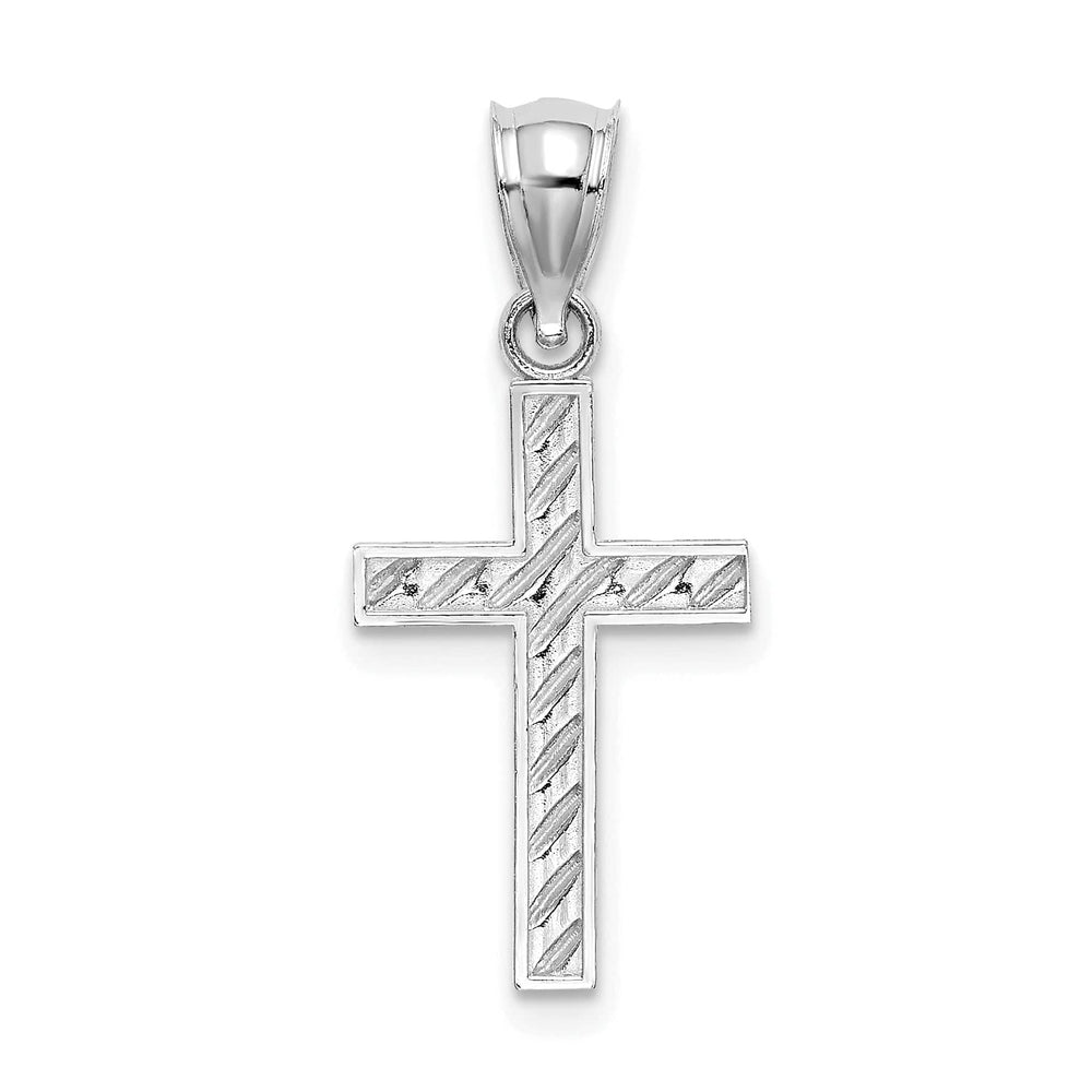 Lovely Rita's 14K White Gold Classic Beaded Polished Religious Latin Cross Pendant