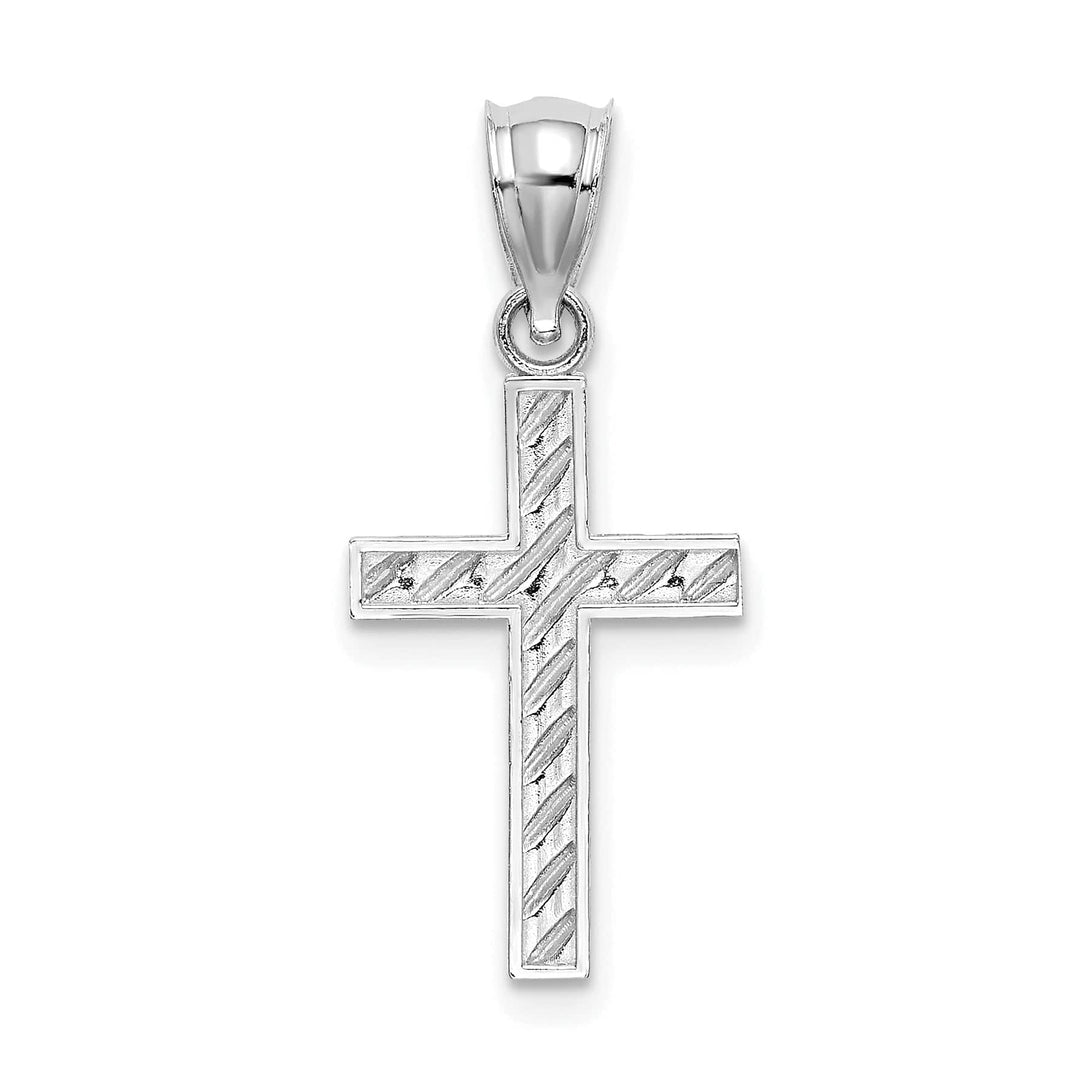 Lovely Rita's 14K White Gold Classic Beaded Polished Religious Latin Cross Pendant