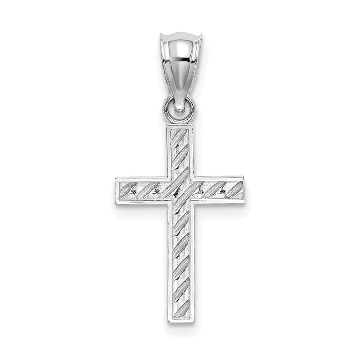 Lovely Rita's 14K White Gold Classic Beaded Polished Religious Latin Cross Pendant