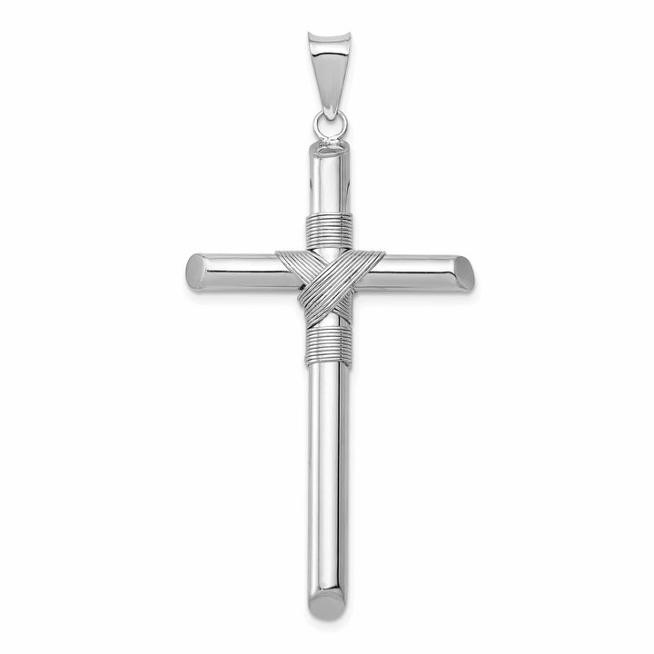 Lovely Rita's 14K White Gold Classic Center Wrap Tube Latin Cross Pendant