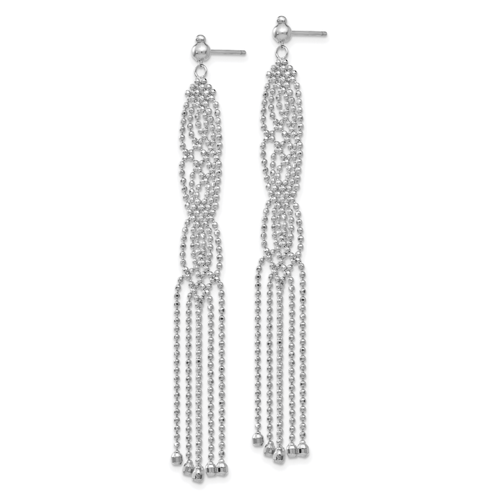 Lovely Rita's 14K White Gold Classic Polished 11 mm Bead Chain Dangle Earrings