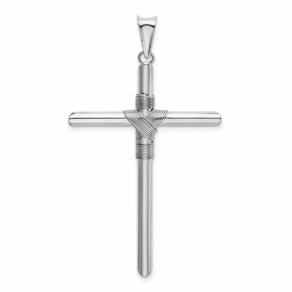 Lovely Rita's 14K White Gold Contemporary Center Wrap Tube Latin Cross Pendant