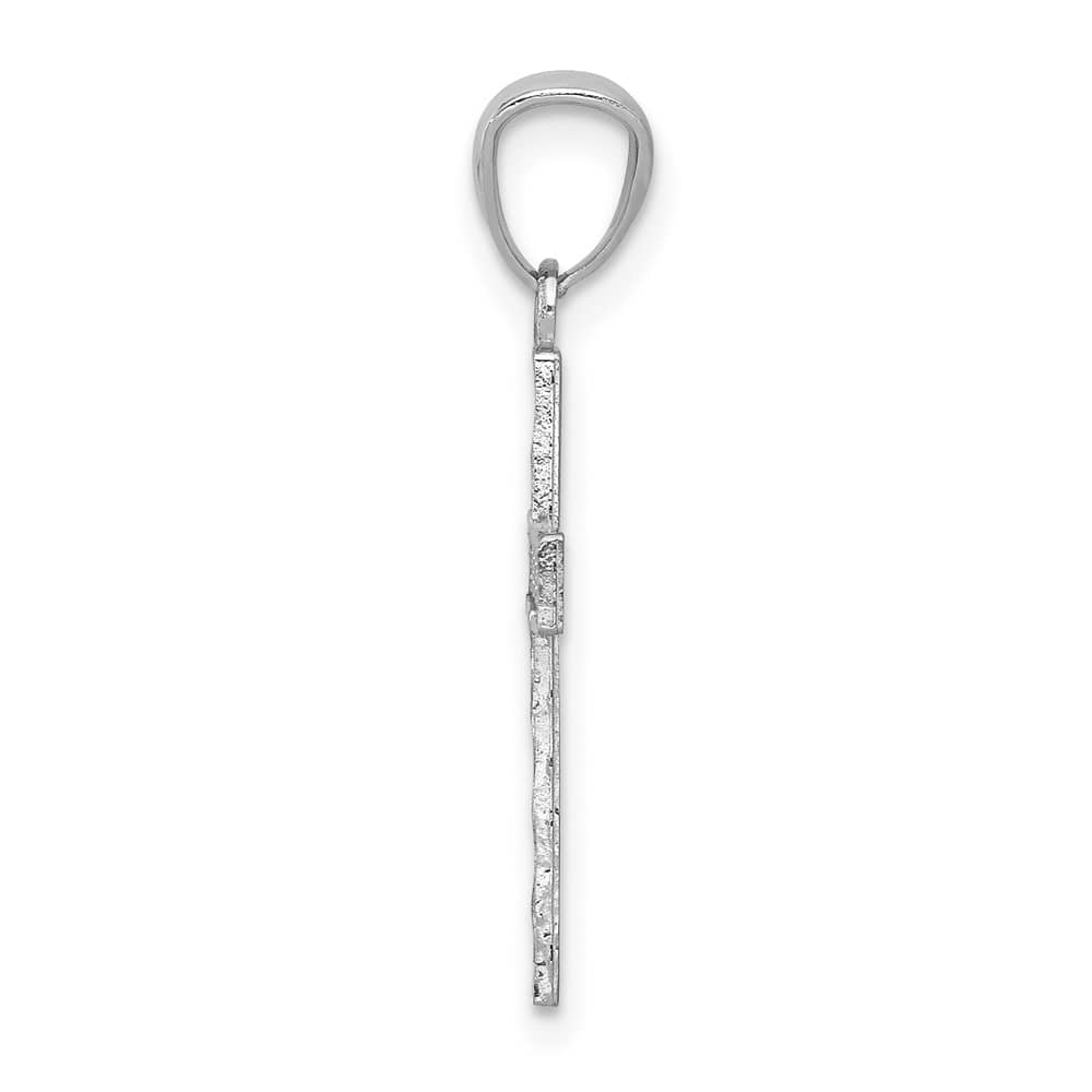 14K White Gold Cross with Hearts Pendant
