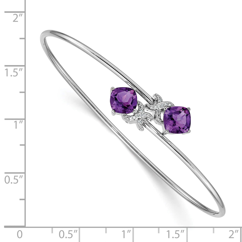 14k White Gold Cushion-cut Amethyst and .03 carat Diamond Flexible