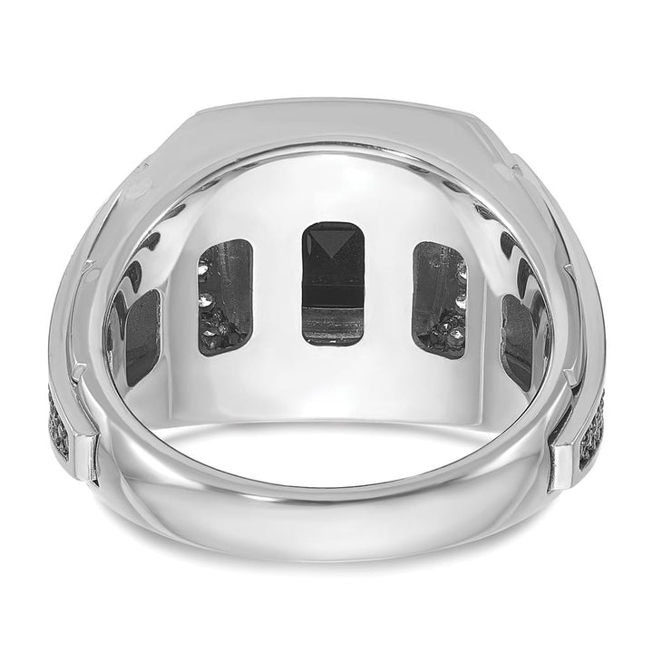 14k White Gold Cushion Onyx and 1/4 Carat Diamond Men's Ring