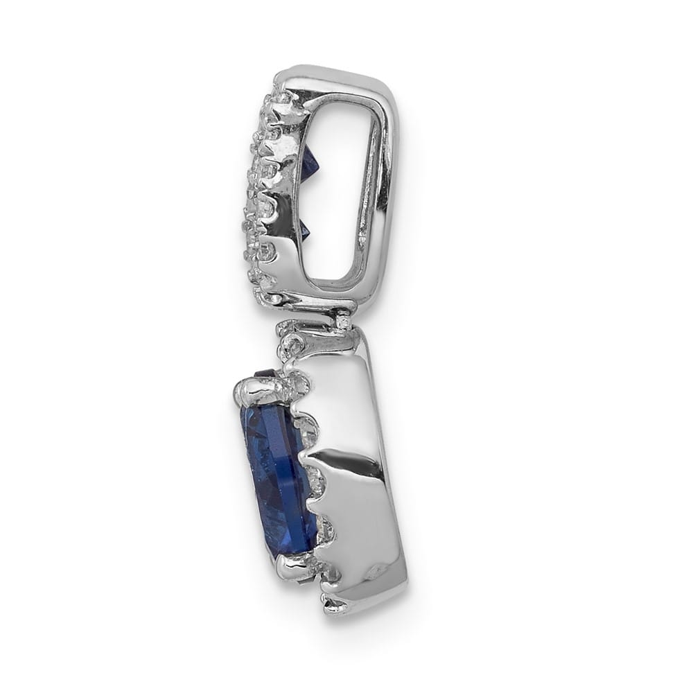 14K White Gold Diamond and 1.30 Oval Sapphire Halo Pendant