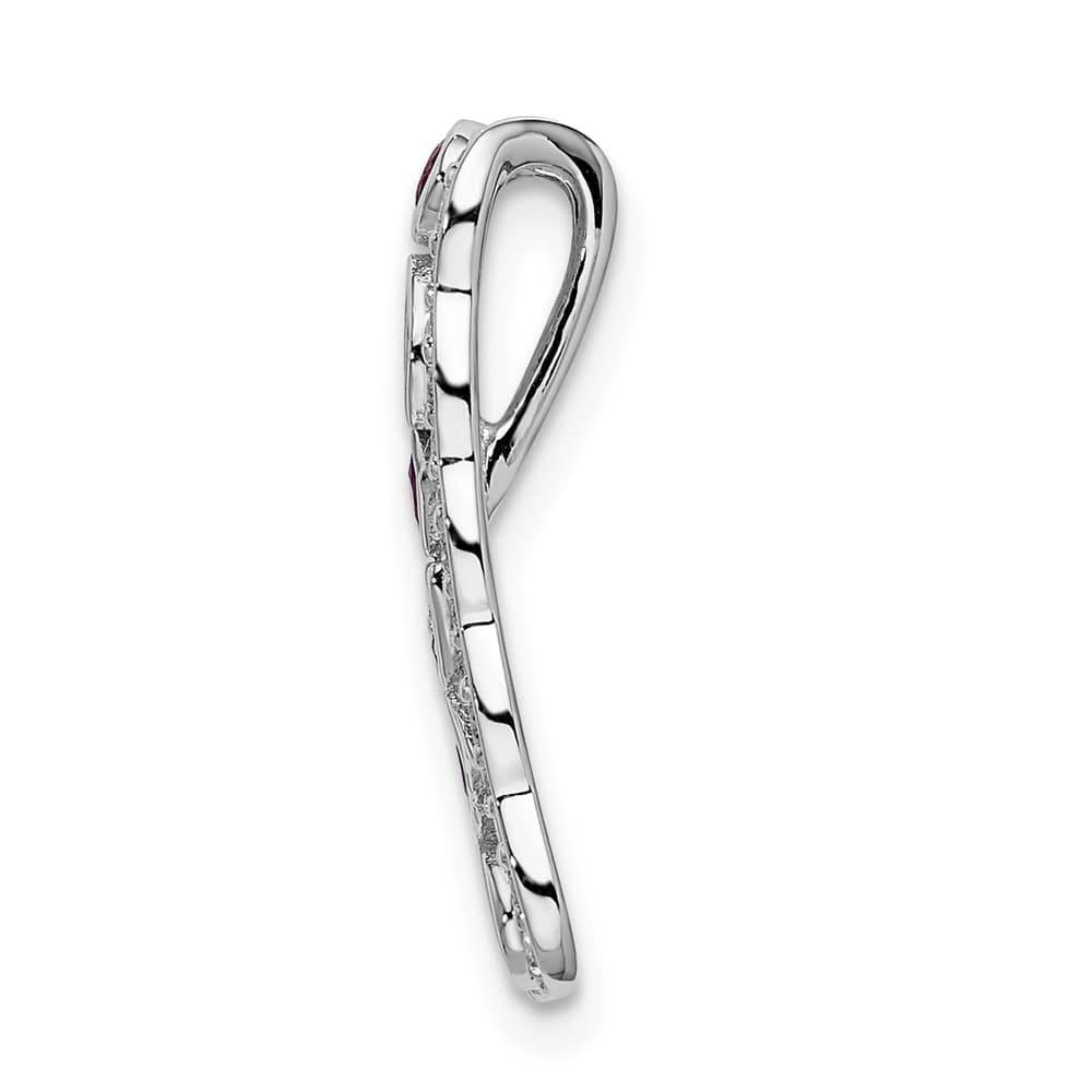 14K White Gold Diamond and .17 ct Ruby Fancy Vintage Chain Slide