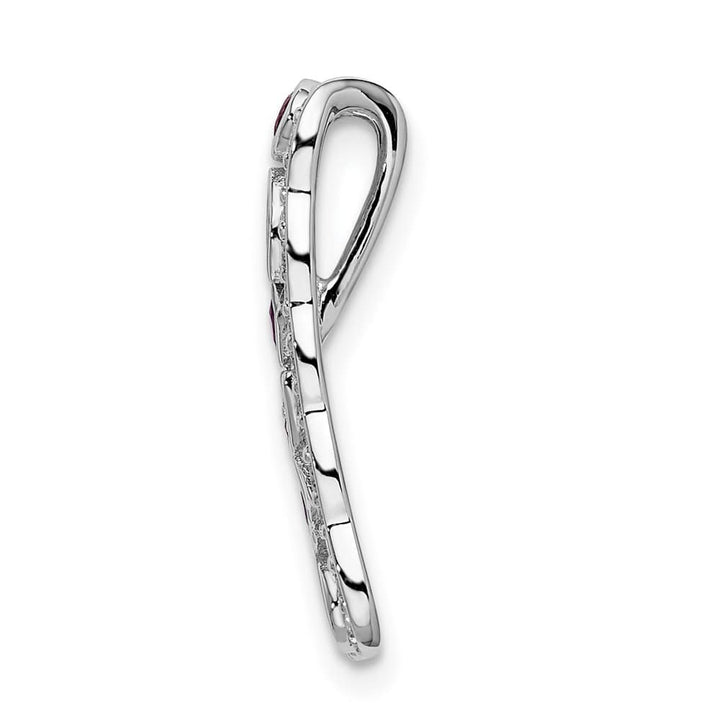 14K White Gold Diamond and .17 ct Ruby Fancy Vintage Chain Slide
