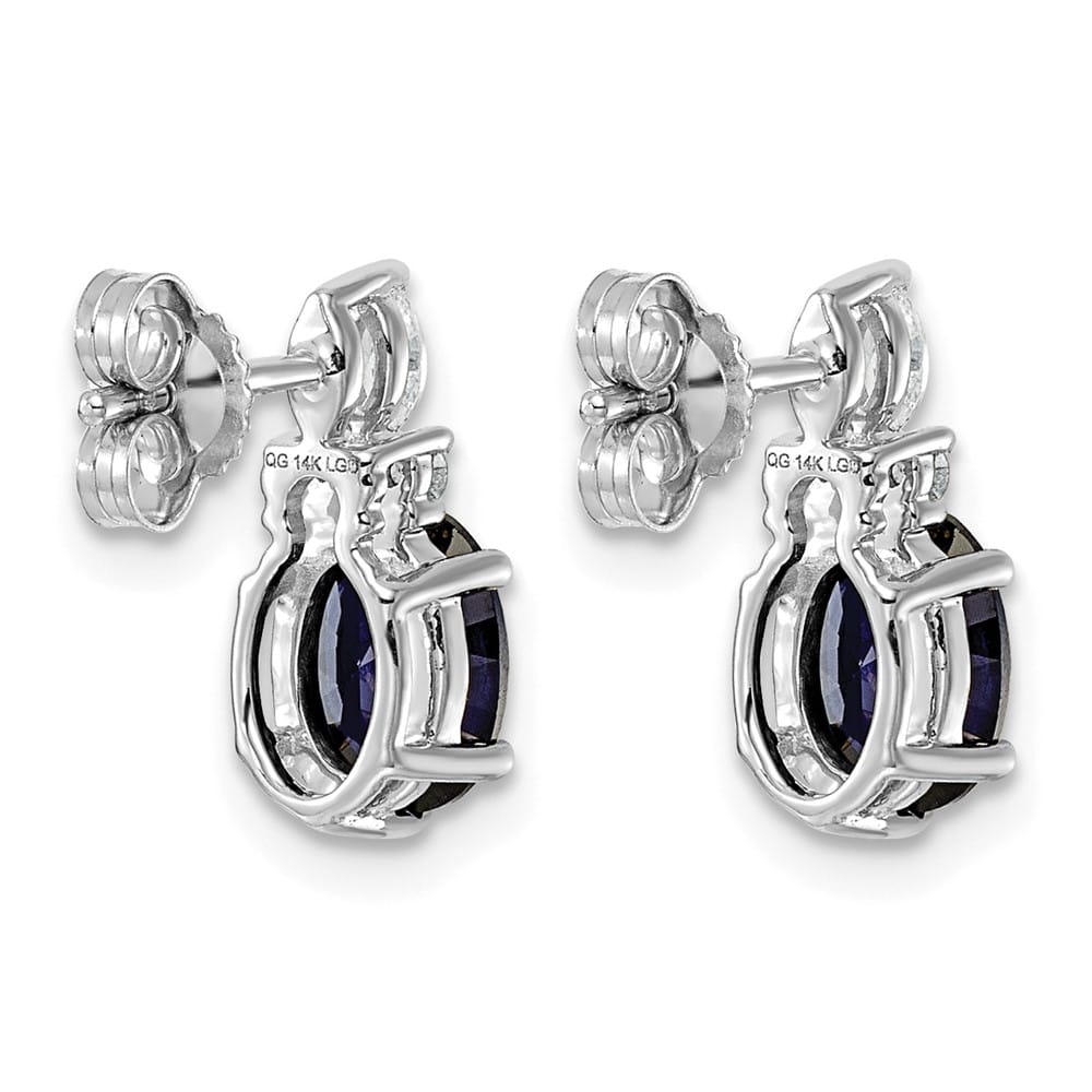 14K White Gold Diamond and 7x5 Oval Lab Post Earrings, view 8 of 8