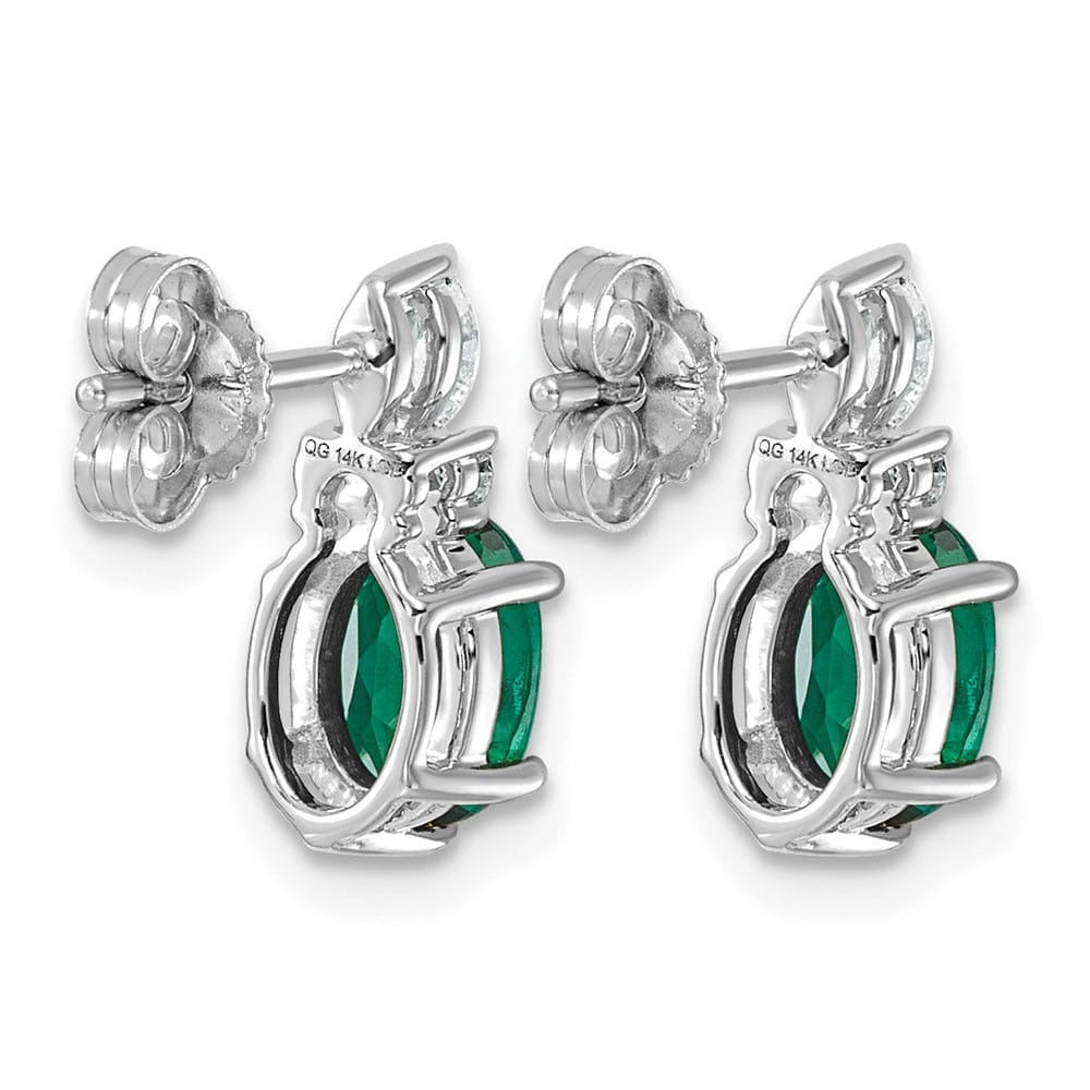 14K White Gold Diamond and 7x5 Oval Lab Post Earrings, view 4 of 8