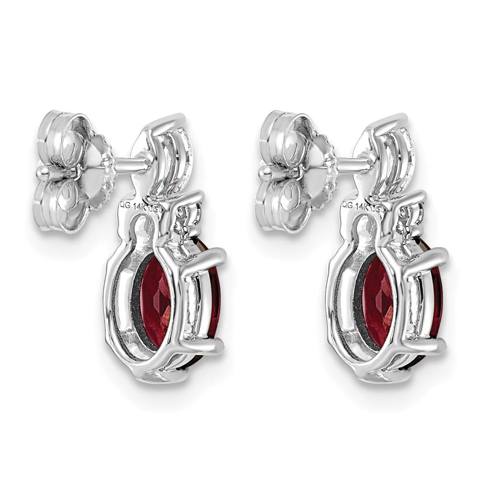 14K White Gold Diamond and 7x5 Oval Post Earrings, view 4 of 20