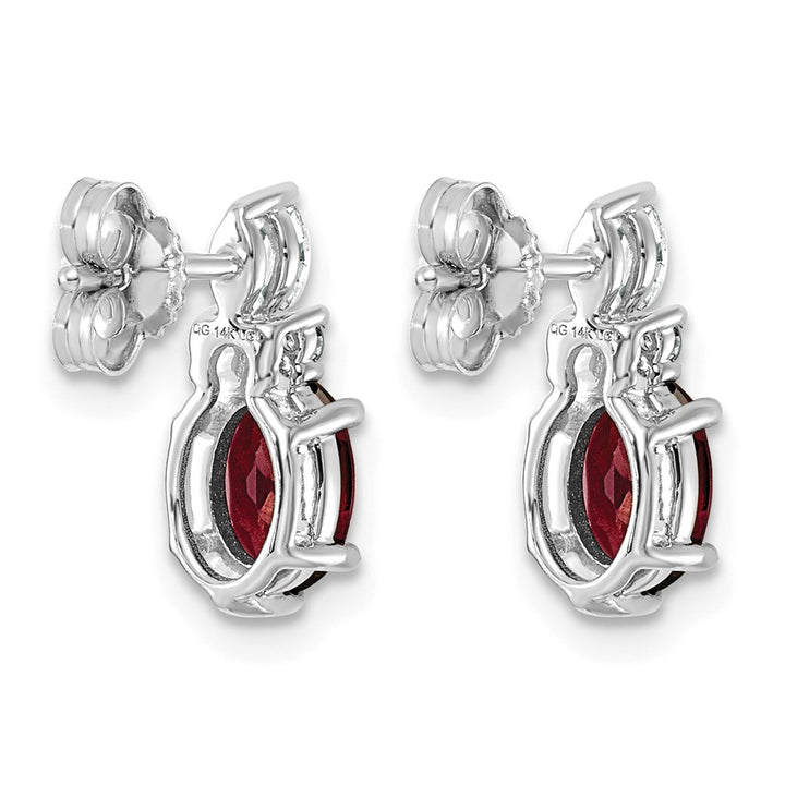 14K White Gold Diamond and 7x5 Oval Post Earrings, view 4 of 20