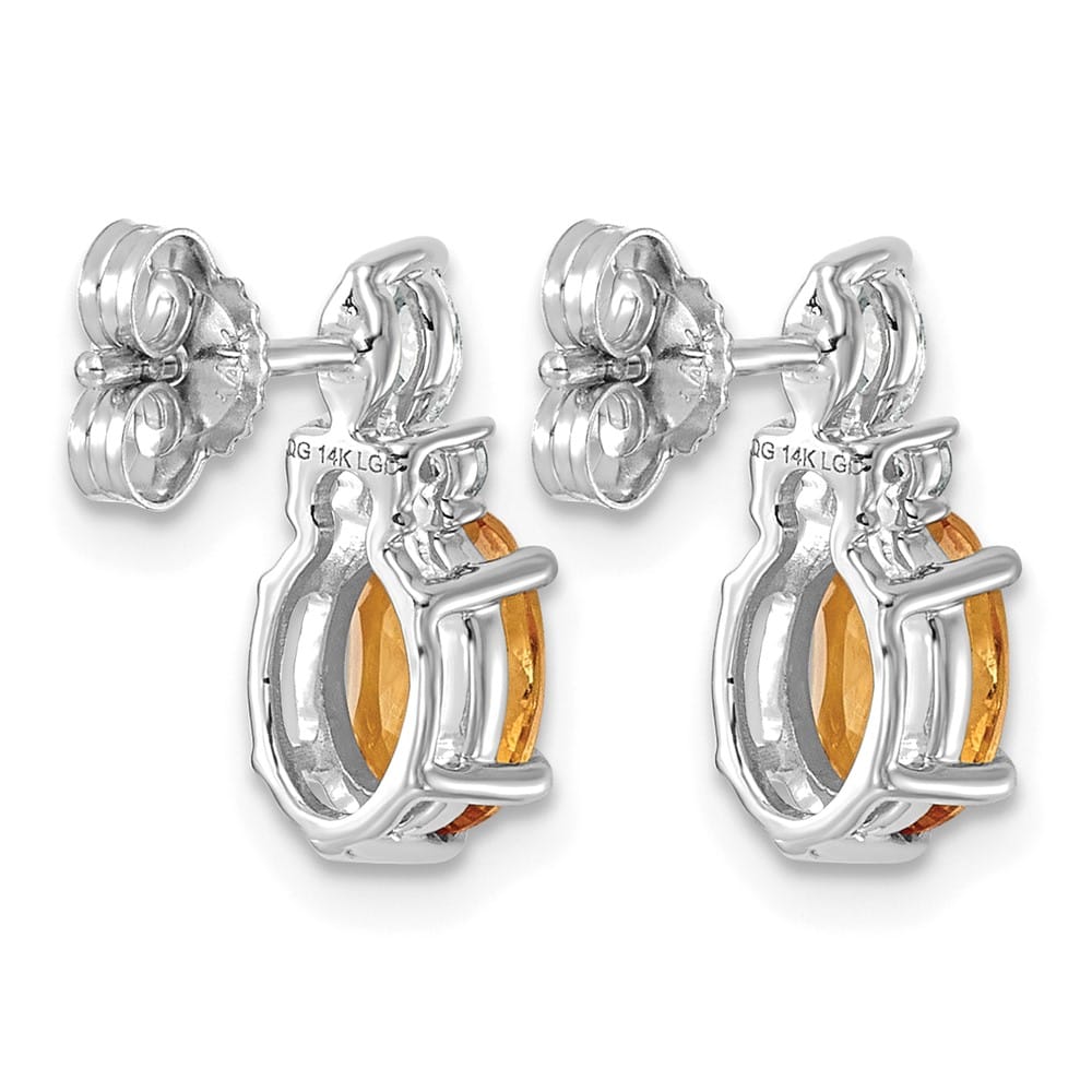 14K White Gold Diamond and 7x5 Oval Post Earrings, view 20 of 20