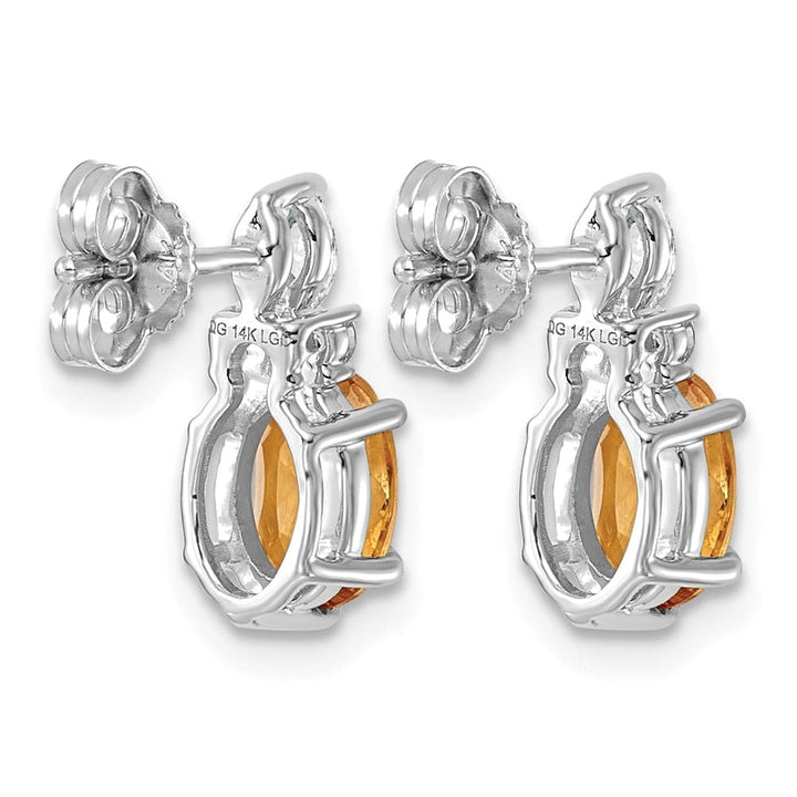 14K White Gold Diamond and 7x5 Oval Post Earrings, view 20 of 20