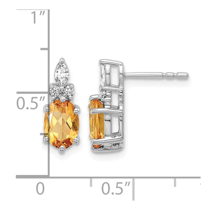 14K White Gold Diamond and 7x5 Oval Post Earrings, view 19 of 20