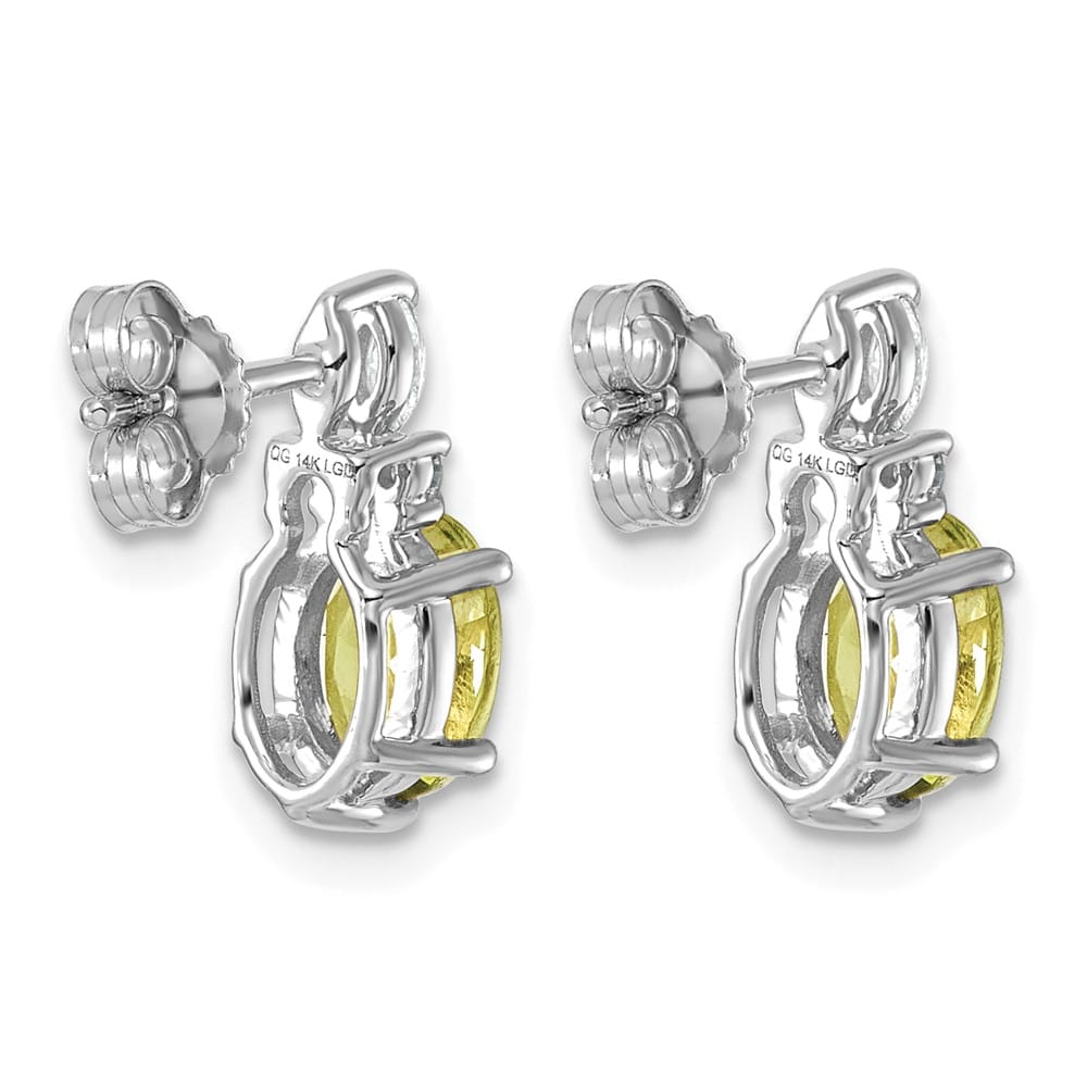 14K White Gold Diamond and 7x5 Oval Post Earrings, view 16 of 20