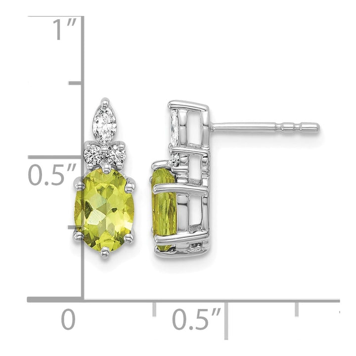 14K White Gold Diamond and 7x5 Oval Post Earrings, view 15 of 20