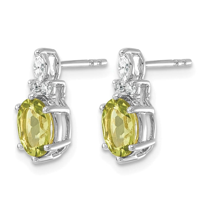 14K White Gold Diamond and 7x5 Oval Post Earrings, view 14 of 20
