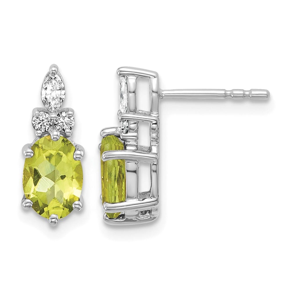 14K White Gold Diamond and 7x5 Oval Post Earrings, view 13 of 20