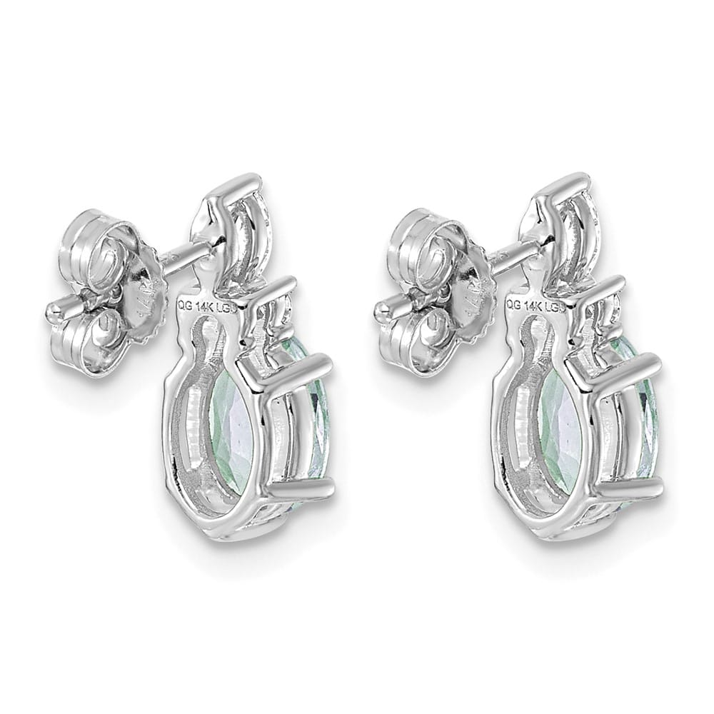 14K White Gold Diamond and 7x5 Oval Post Earrings, view 12 of 20