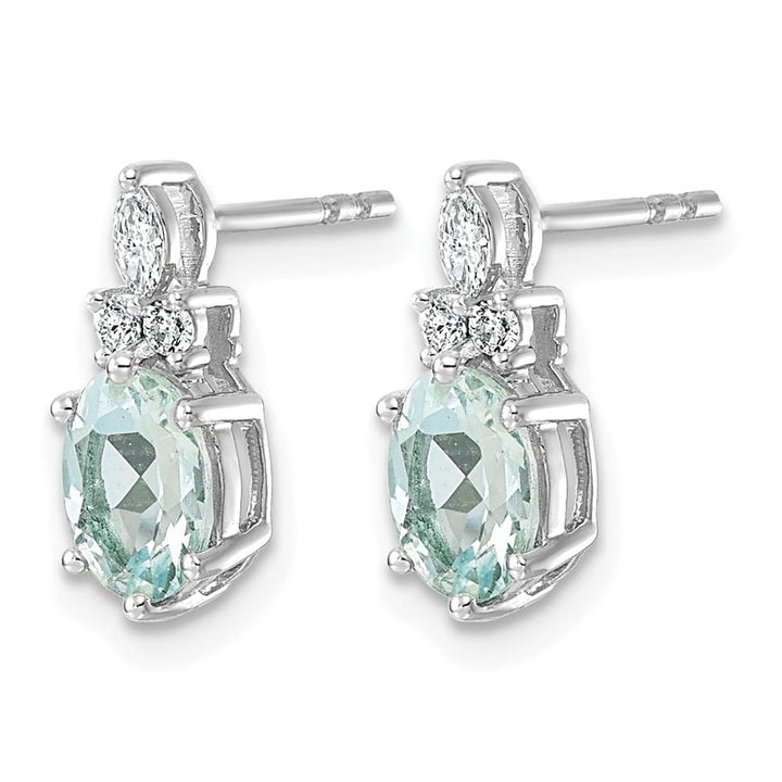 14K White Gold Diamond and 7x5 Oval Post Earrings, view 10 of 20