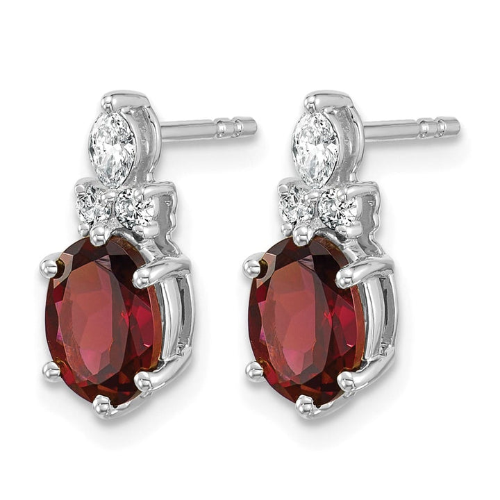 14K White Gold Diamond and 7x5 Oval Post Earrings, view 2 of 20