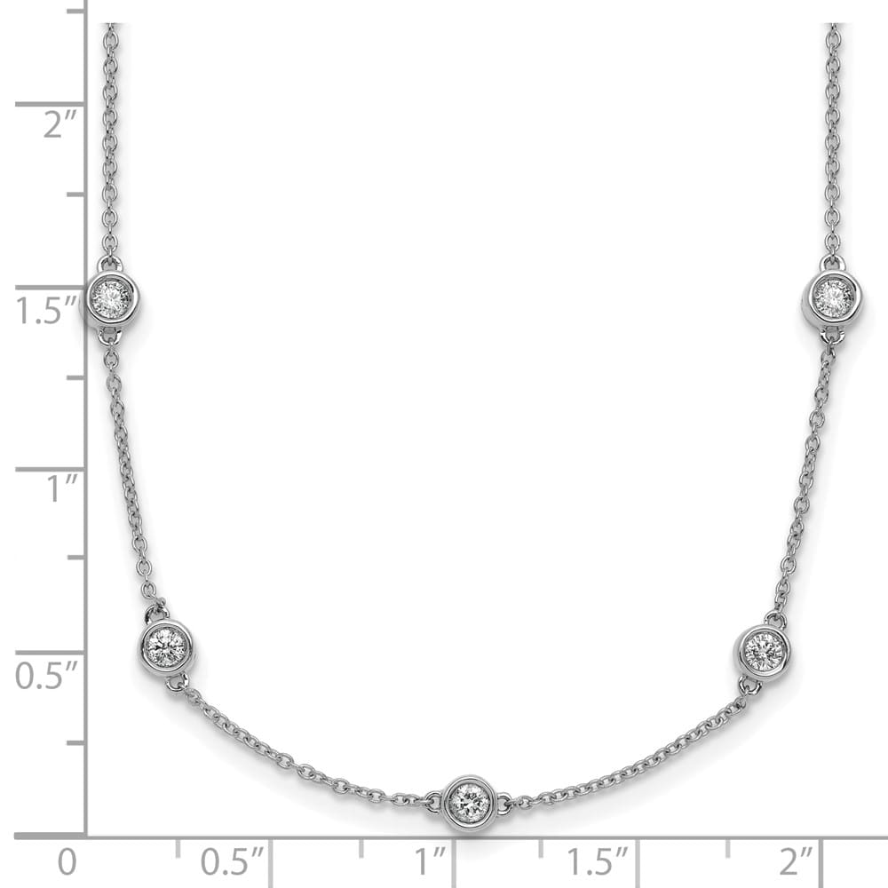 14K White Gold Diamond and Cable Chain 20-Station 16 inch Necklace