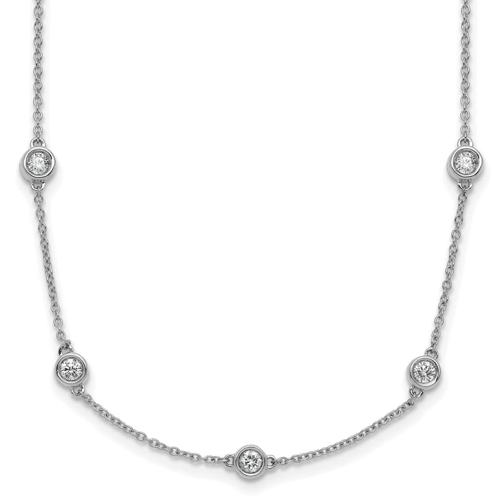 14K White Gold Diamond and Cable Chain 20-Station 16 inch Necklace