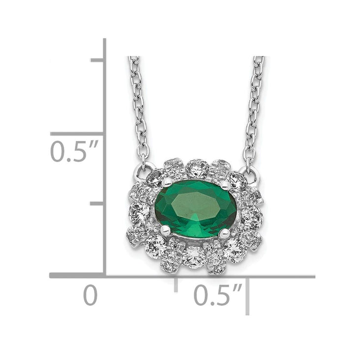 14K White Gold Diamond and Oval Emerald 11x13 mm 18 inch Necklace