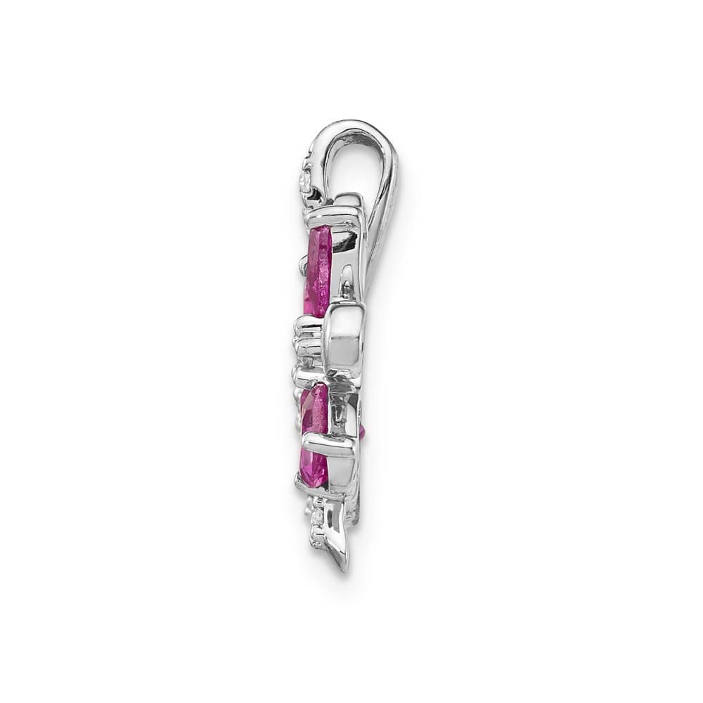 14K White Gold Diamond and Pear Citrine/Pink Tourmaline Flower Pendant