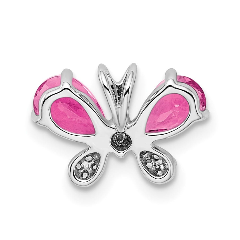 14K White Gold Diamond Butterfly Chain Slide 9.12 inch Necklace