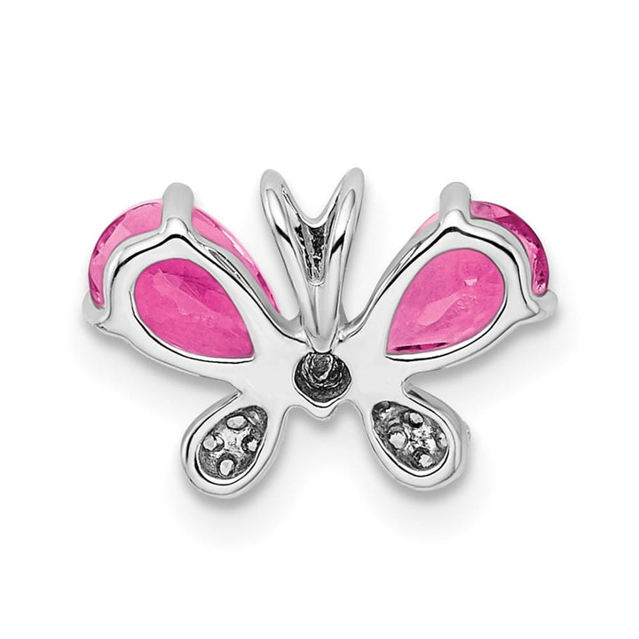 14K White Gold Diamond Butterfly Chain Slide 9.12 inch Necklace