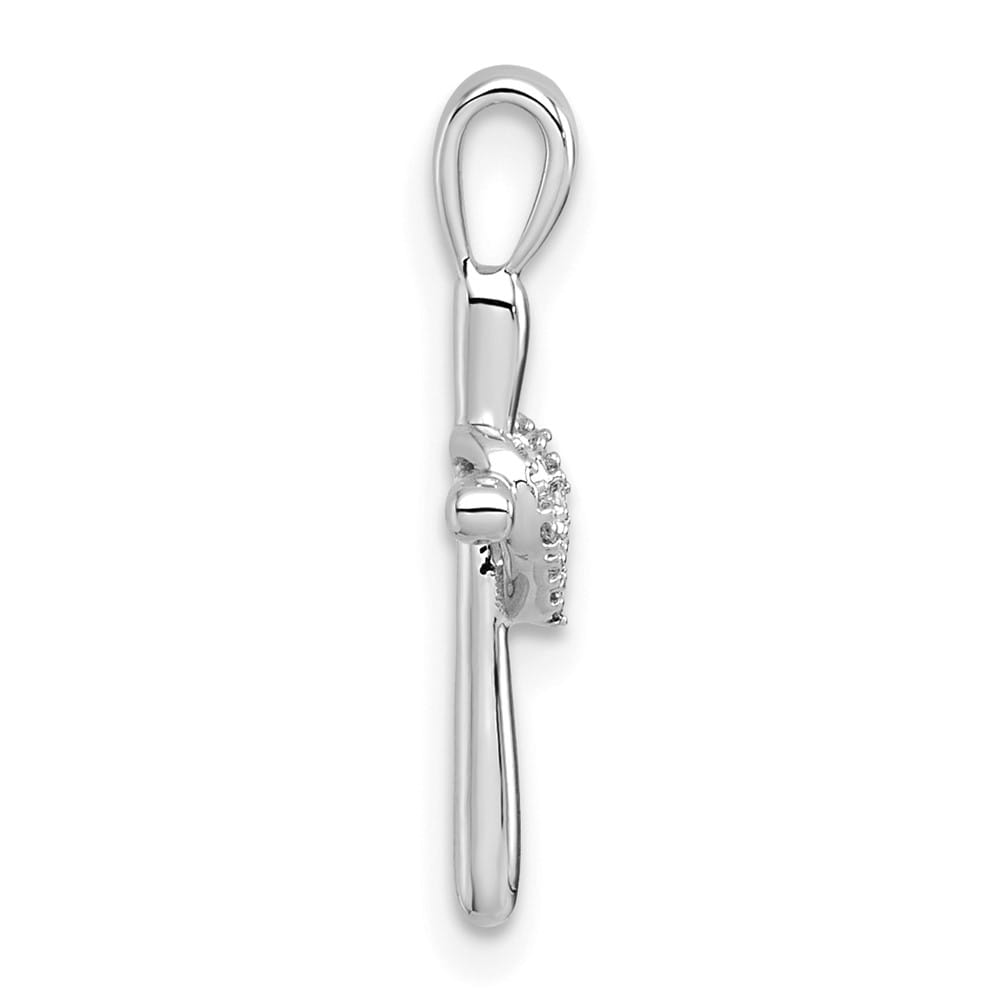 14K White Gold Diamond Cross with Heart Pendant