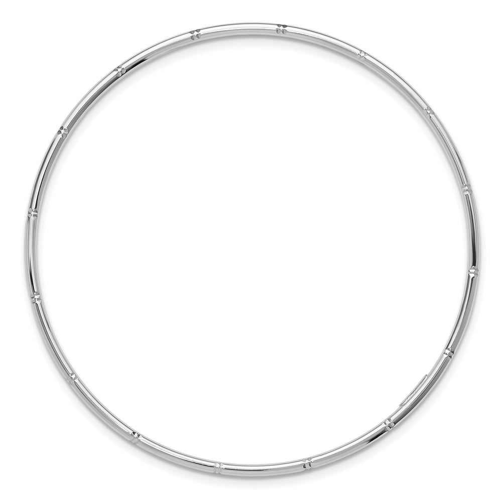 14k White Gold Diamond-cut 2.00mm Slip-on Round Bangle Bracelet