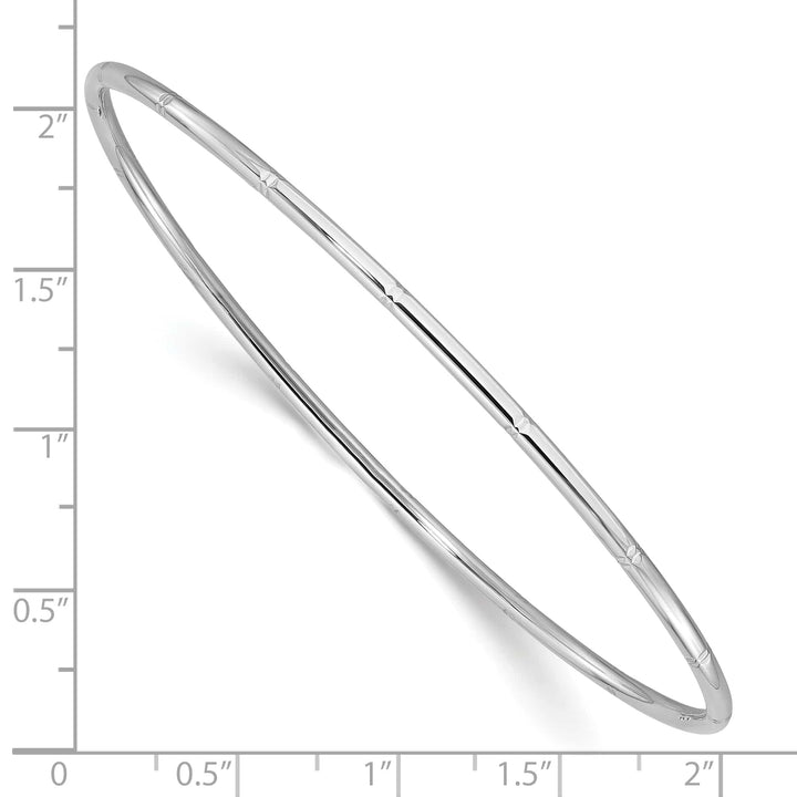 14k White Gold Diamond-cut 2.00mm Slip-on Round Bangle Bracelet